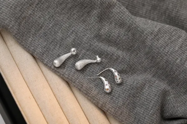 Silver Teardrop Drop Earrings - Multicolor Gems product image 3