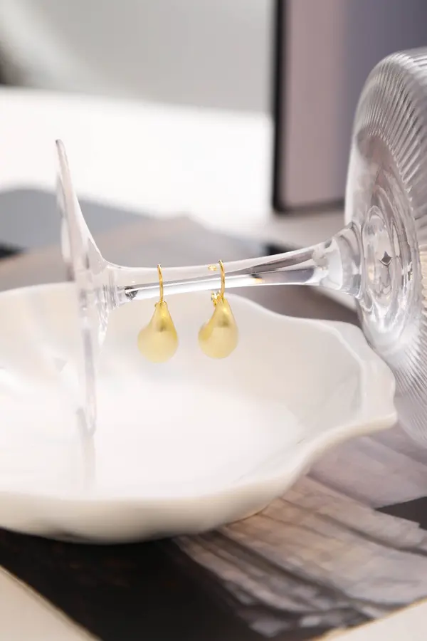 Gold Pebble Huggie Earrings - Matte Drop Hoops product image 2