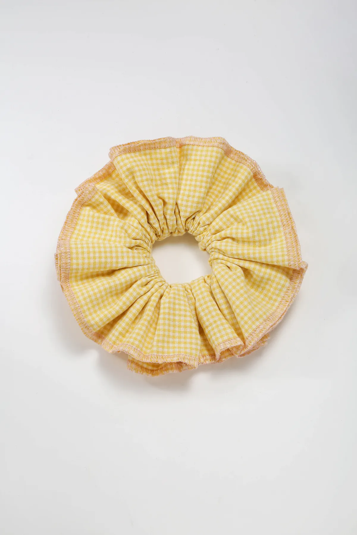 Pink Gingham Ruffle Scrunchie - Sweet Hair Tie product image 4