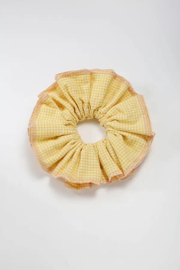 Pink Gingham Ruffle Scrunchie - Sweet Hair Tie product image 4