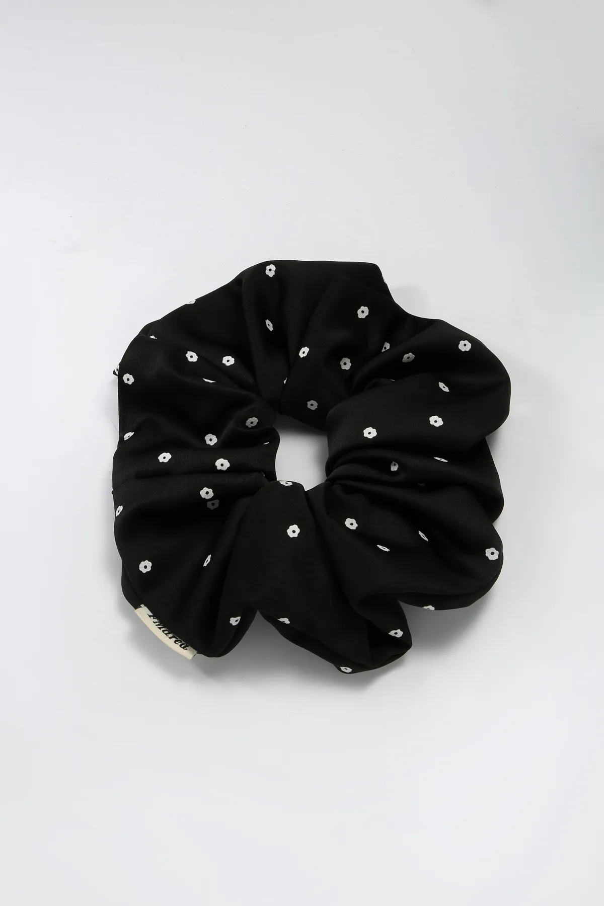Ivory Floral Satin Scrunchie - Silky Hair Tie product image 4