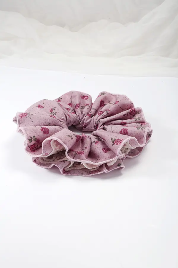 Mauve Rose Ruffle Scrunchie - Soft Hair Tie product image 2