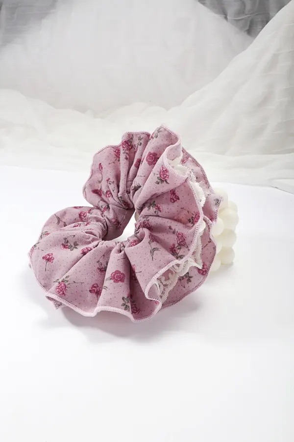 Mauve Rose Ruffle Scrunchie - Soft Hair Tie product image 3