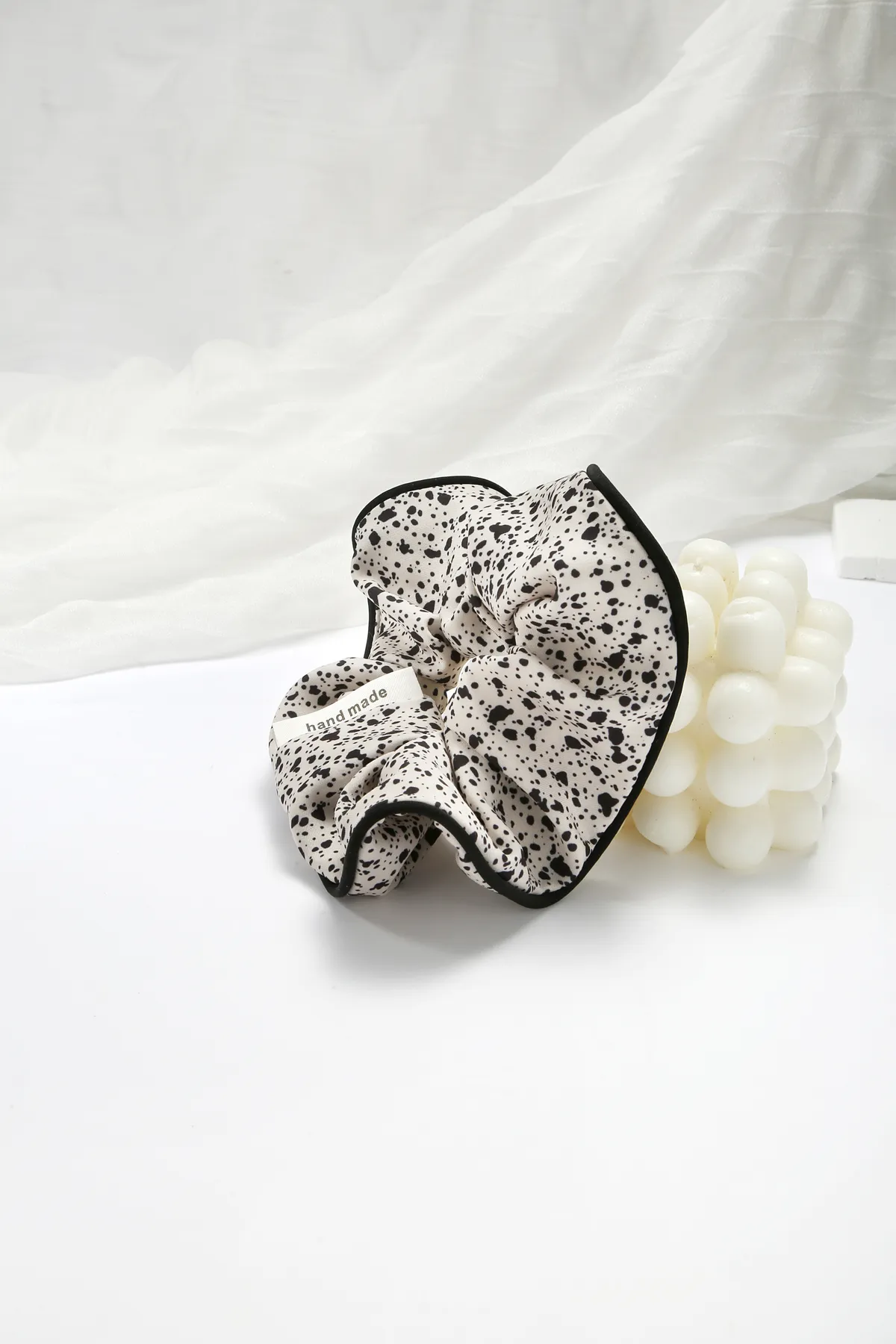 Ink-Spot Scrunchie - Handmade Cream Hair Tie product image 3