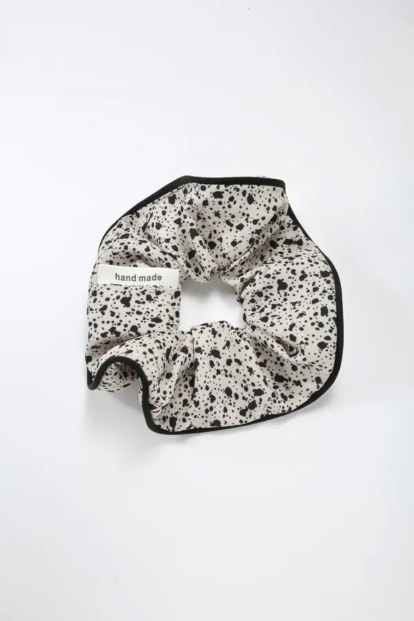 Ink-Spot Scrunchie - Handmade Cream Hair Tie product image 1