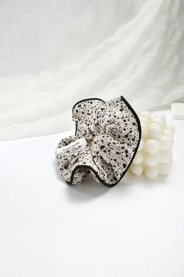 Ink-Spot Scrunchie - Handmade Cream Hair Tie product image 3