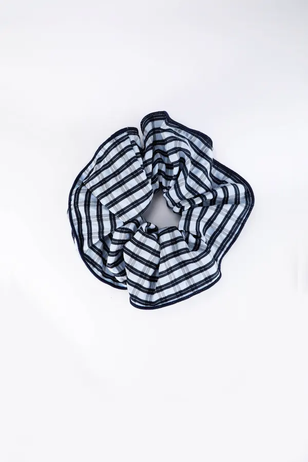 Blue Gingham Check Scrunchie - Cotton Hair Tie product image 4