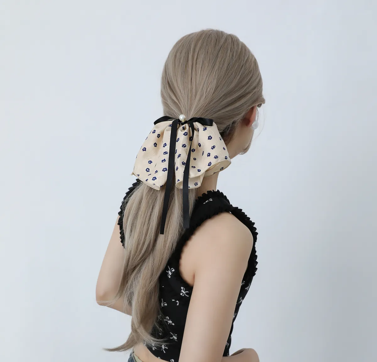 Floral Silk Bow Hair Clip - Ribbon Streamers product image 4