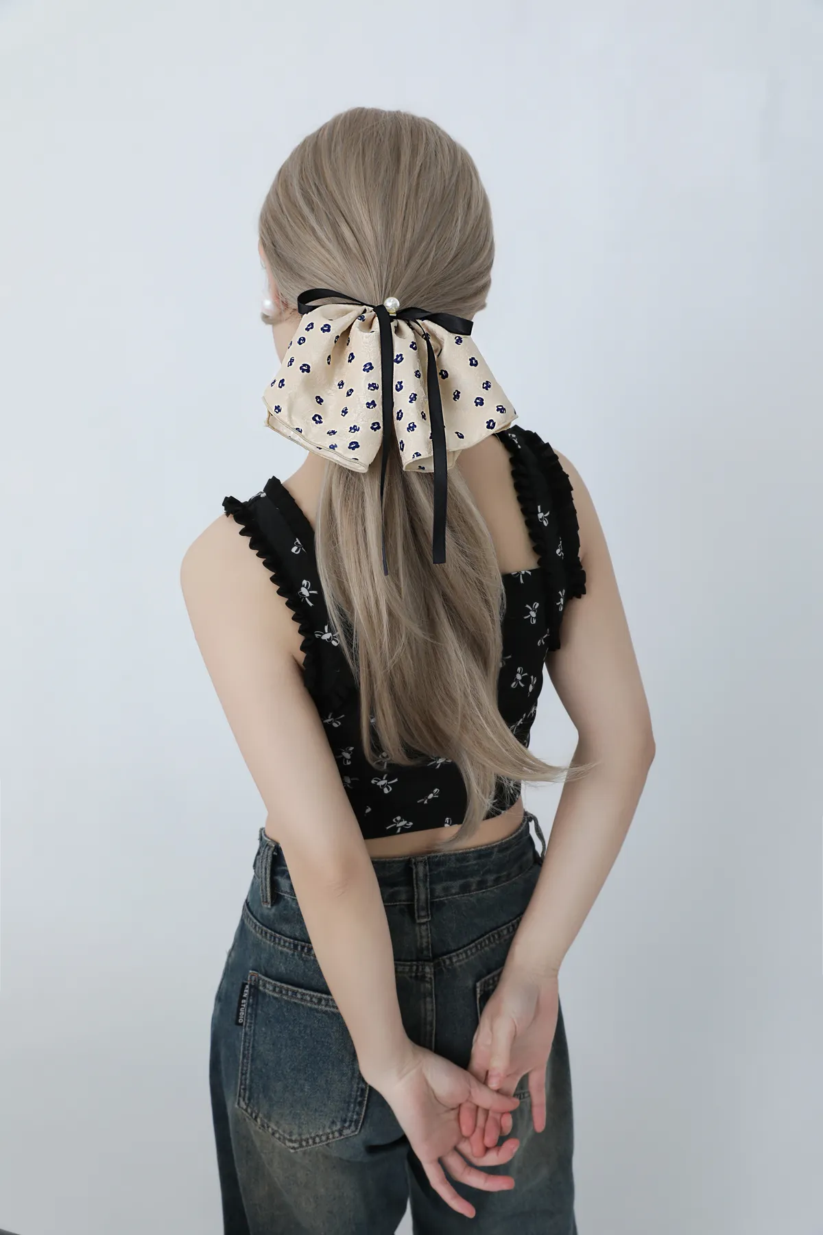 Floral Silk Bow Hair Clip - Ribbon Streamers product image 5