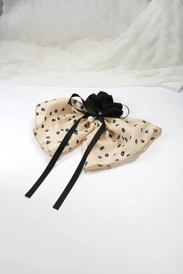 Floral Silk Bow Hair Clip - Ribbon Streamers product image 1