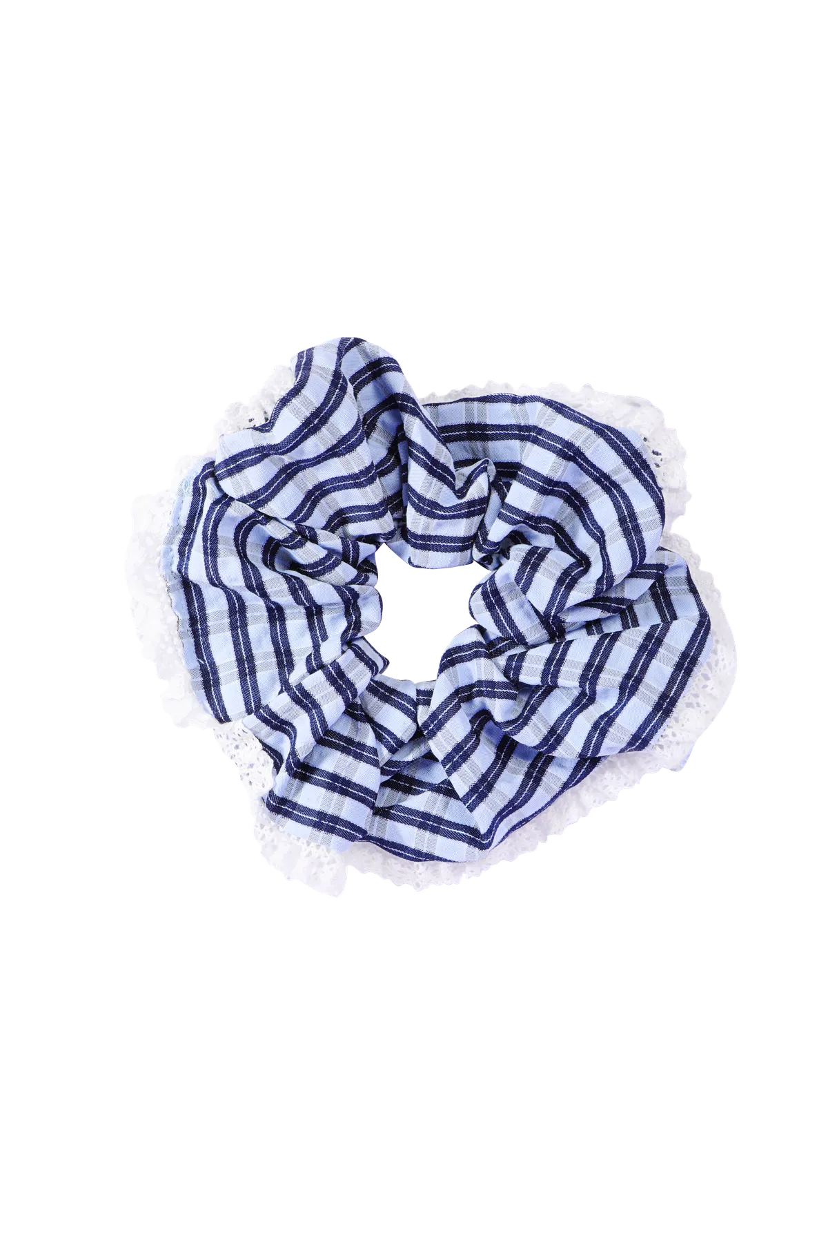 Striped Lace-Trim Scrunchie - Cotton Hair Tie product image 7