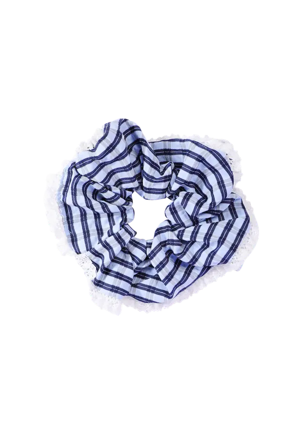 Striped Lace-Trim Scrunchie - Cotton Hair Tie product image 7