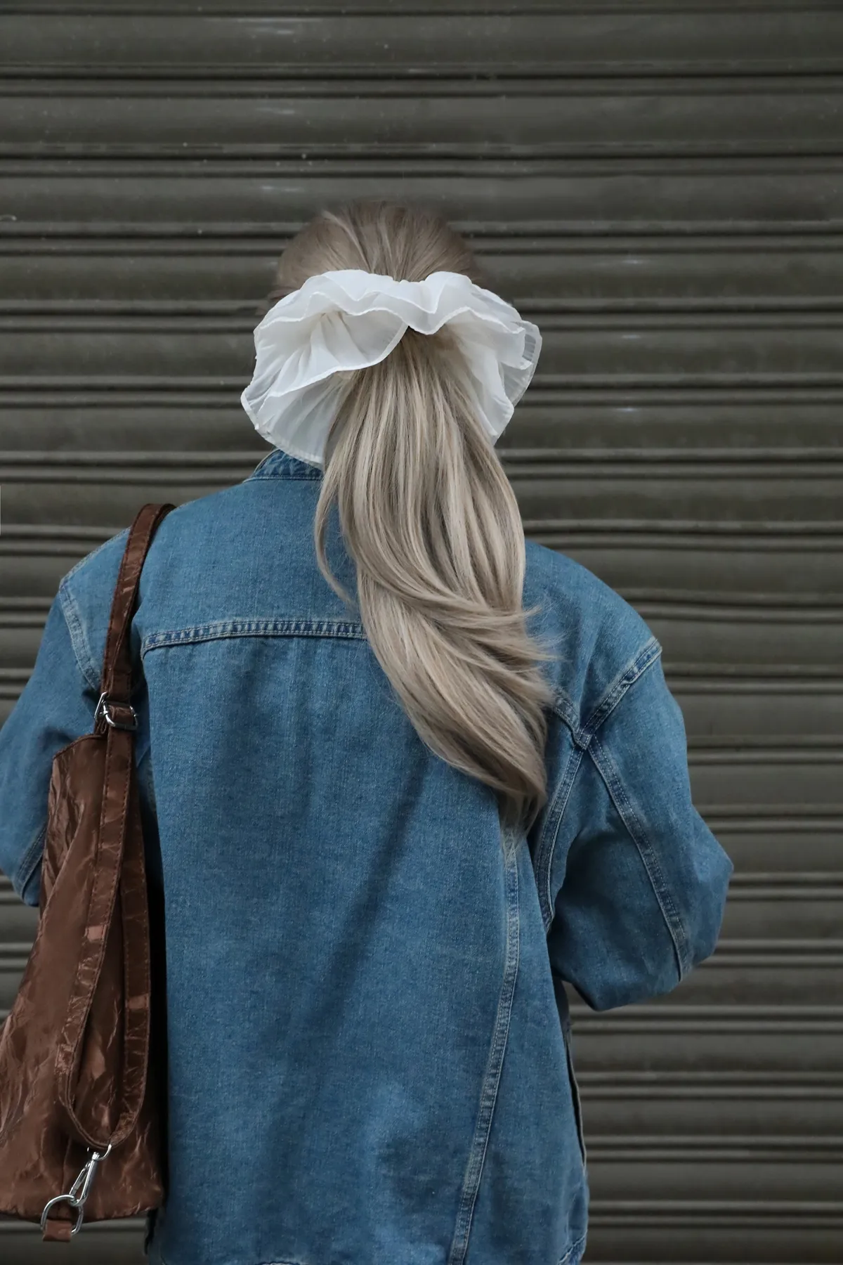 Cream Chiffon Ruffle Scrunchie - Layered Hair Tie product image 6