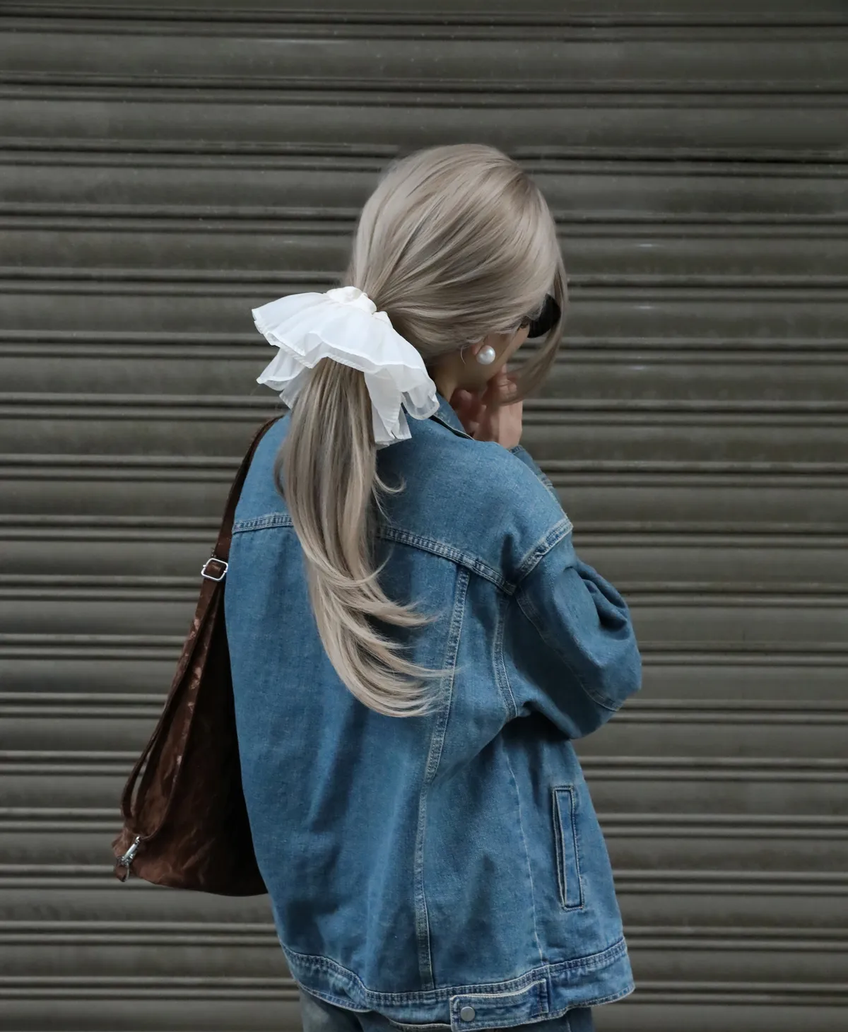 Cream Chiffon Ruffle Scrunchie - Layered Hair Tie product image 7