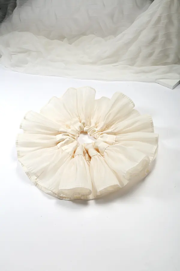 Cream Chiffon Ruffle Scrunchie - Layered Hair Tie product image 2