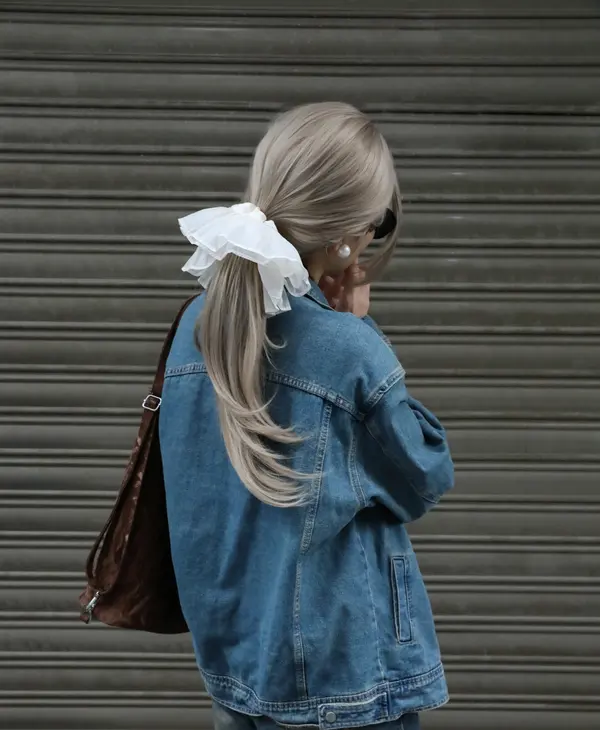 Cream Chiffon Ruffle Scrunchie - Layered Hair Tie product image 7