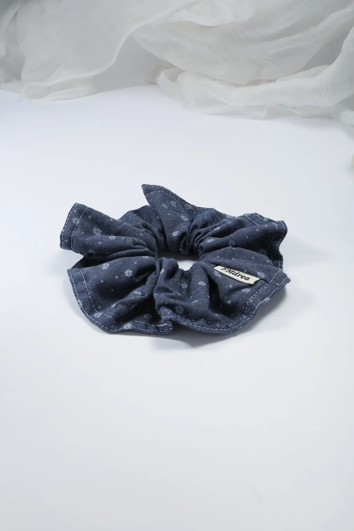 Denim Floral Scrunchie - Casual Hair Tie product image 2
