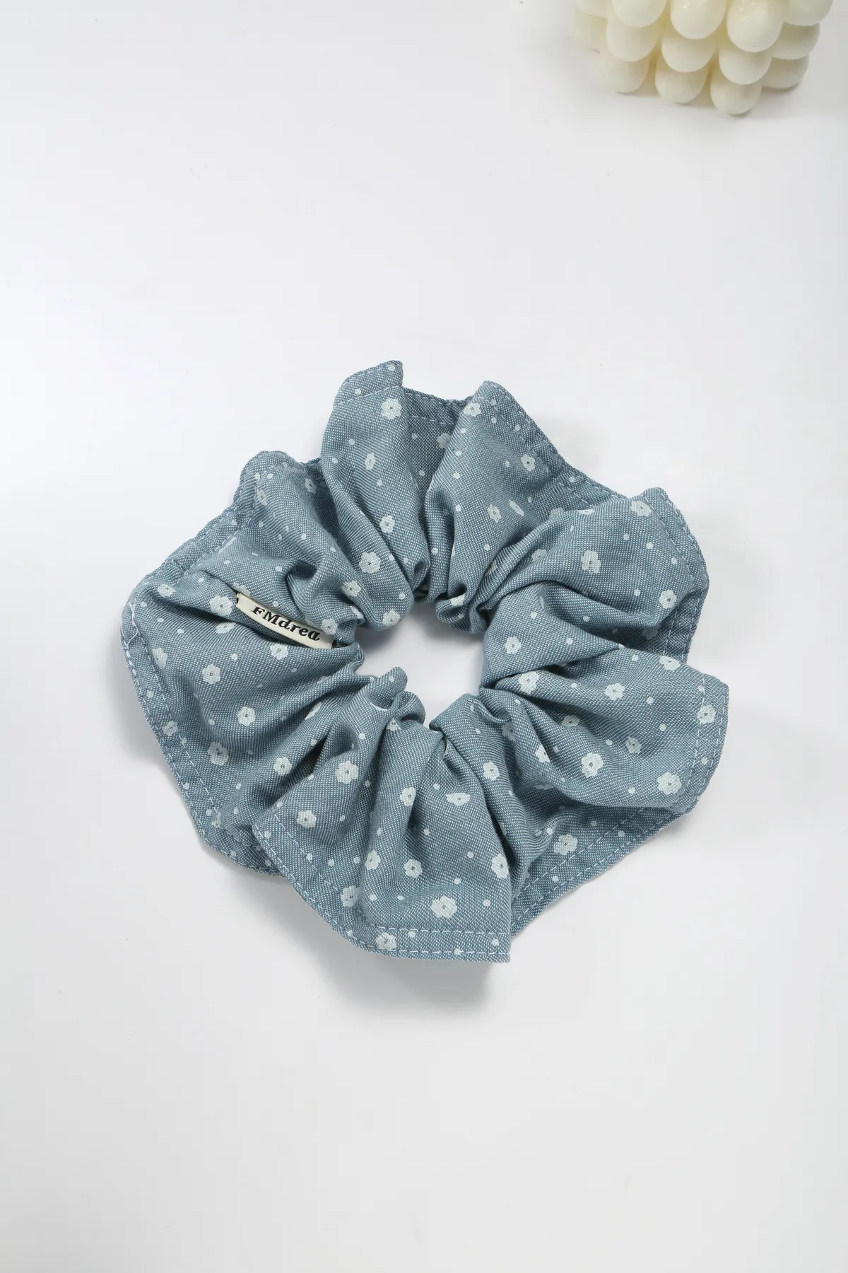 Denim Floral Scrunchie - Casual Hair Tie product image 4