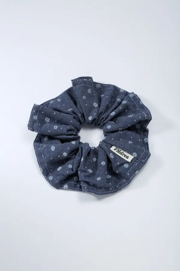 Denim Floral Scrunchie - Casual Hair Tie product image 1