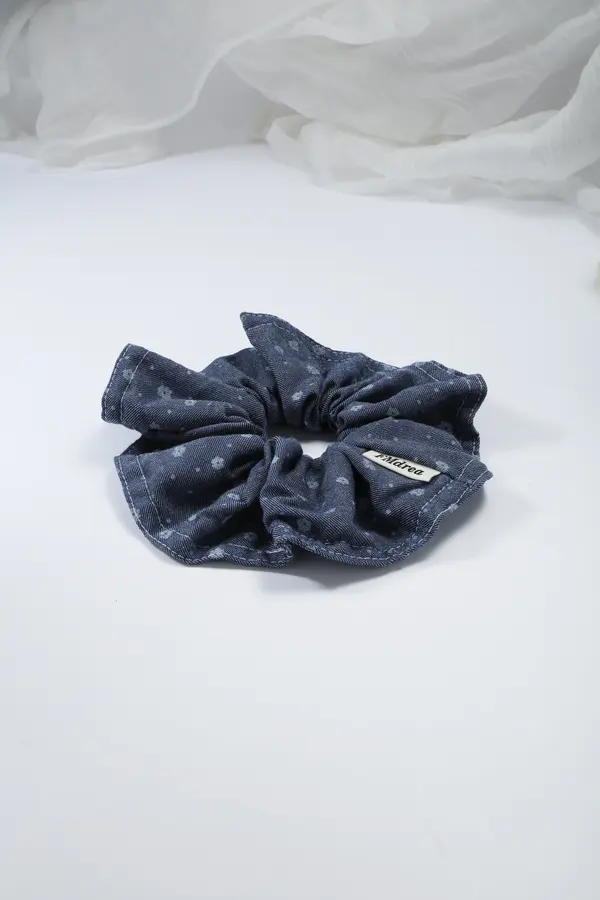 Denim Floral Scrunchie - Casual Hair Tie product image 2