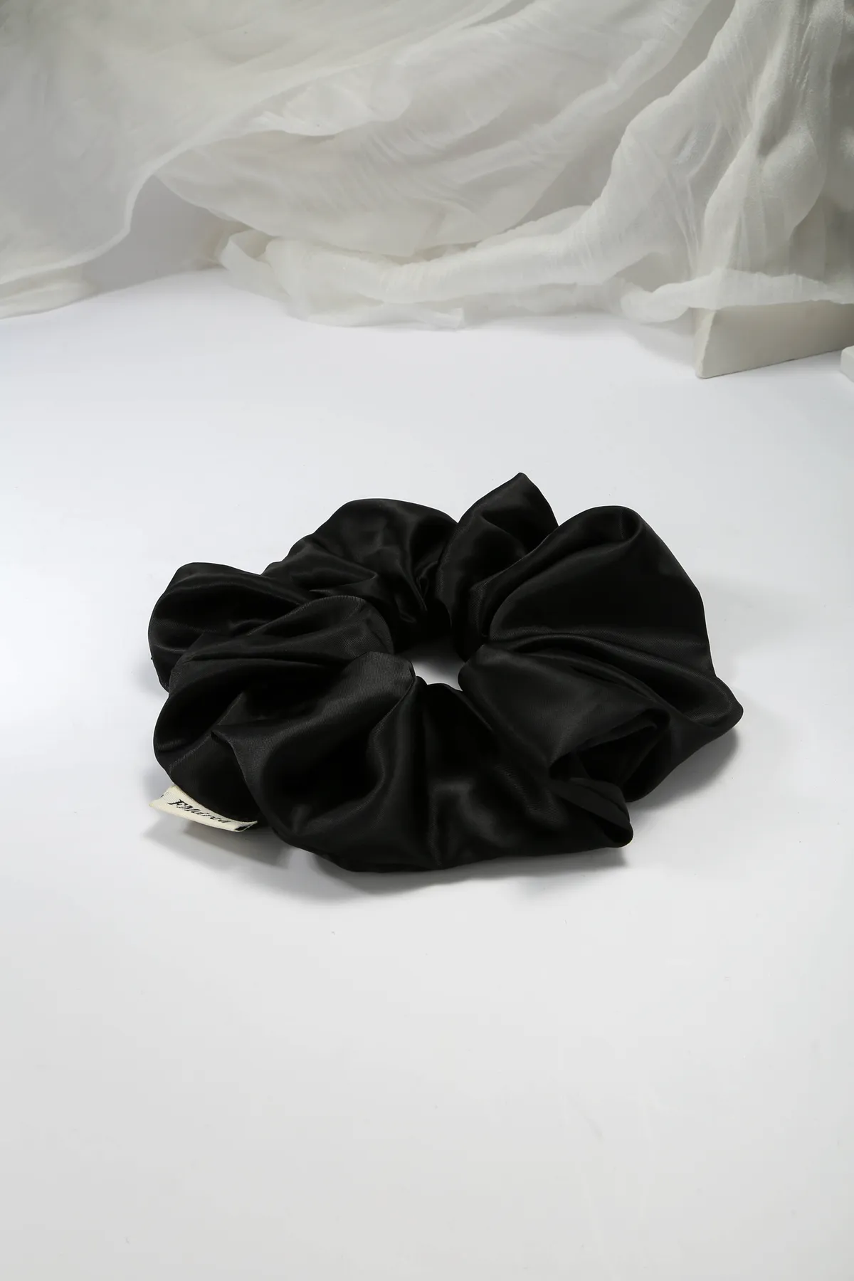 Black Satin Scrunchie - Silky Everyday Hair Tie product image 2