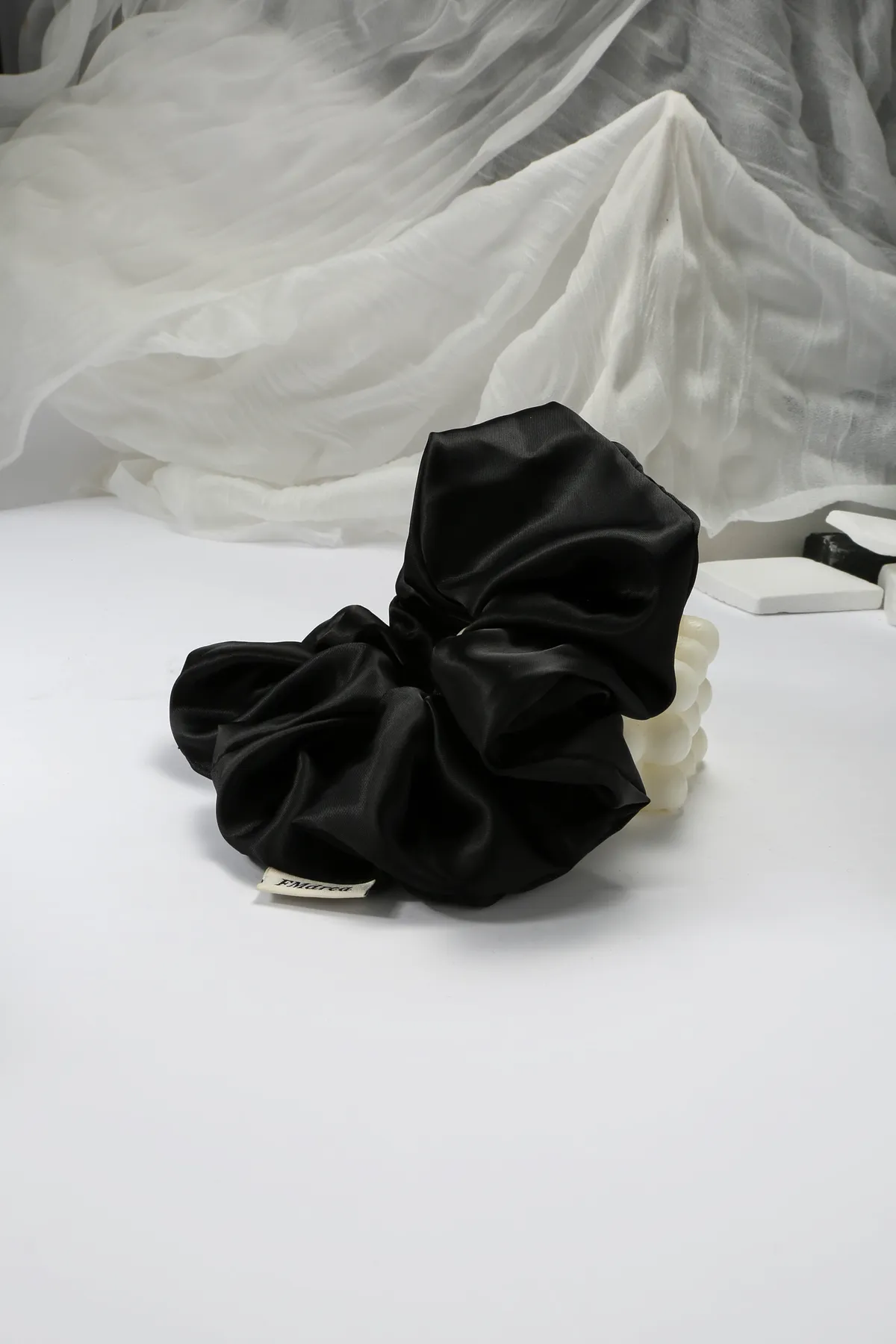Black Satin Scrunchie - Silky Everyday Hair Tie product image 3