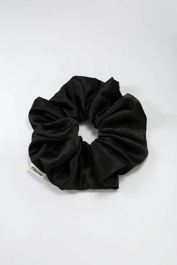 Black Satin Scrunchie - Silky Everyday Hair Tie product image 1