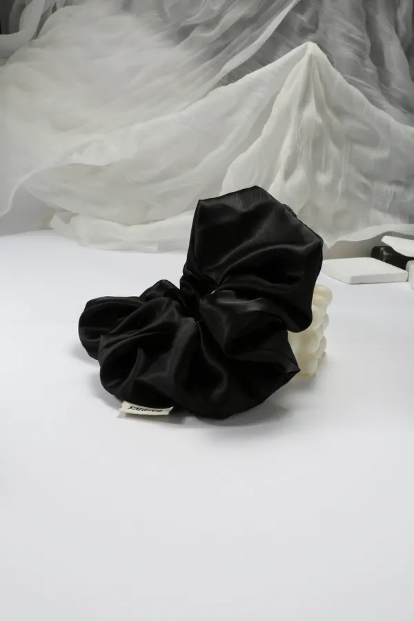Black Satin Scrunchie - Silky Everyday Hair Tie product image 3