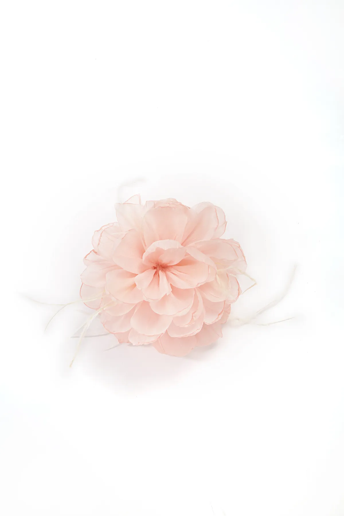 Pink Chiffon Flower Hair Clip - Feather Accent product image 3