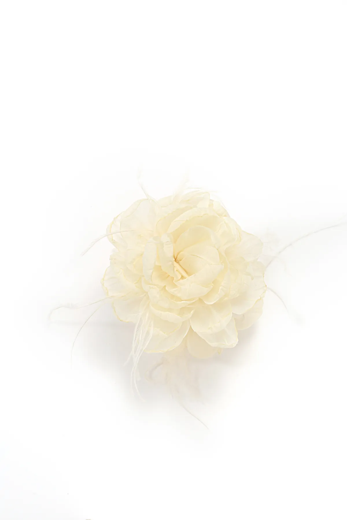 Pink Chiffon Flower Hair Clip - Feather Accent product image 4