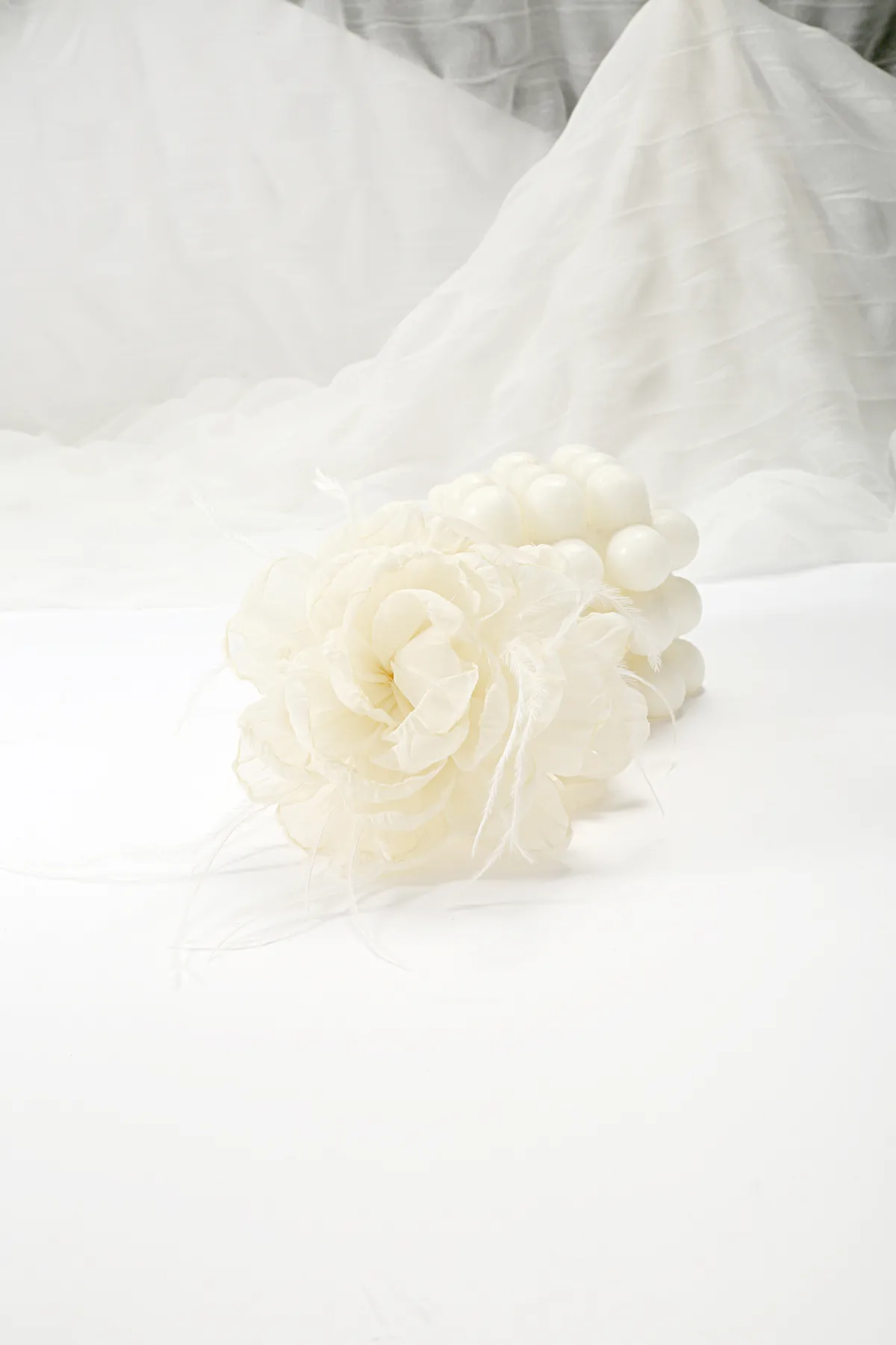 Pink Chiffon Flower Hair Clip - Feather Accent product image 6