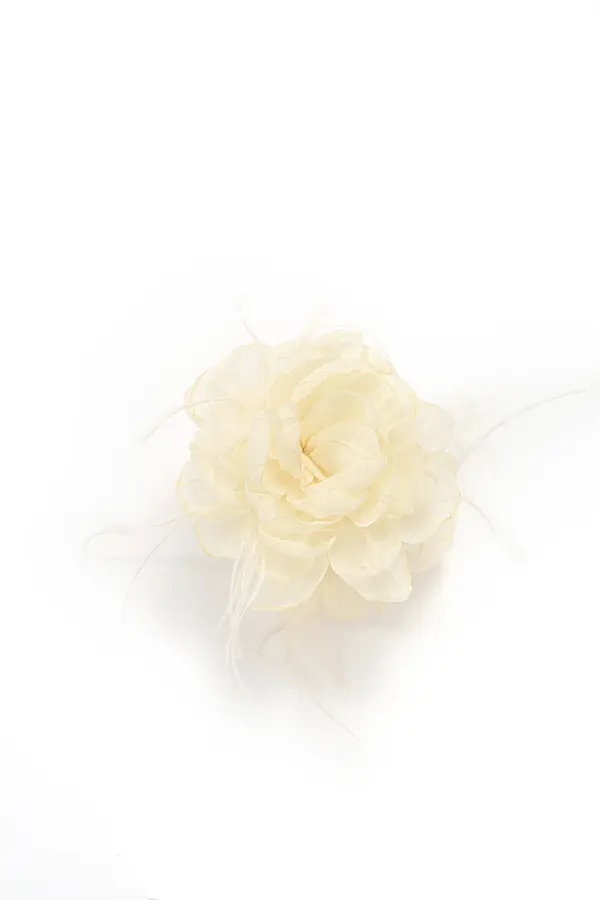Pink Chiffon Flower Hair Clip - Feather Accent product image 4