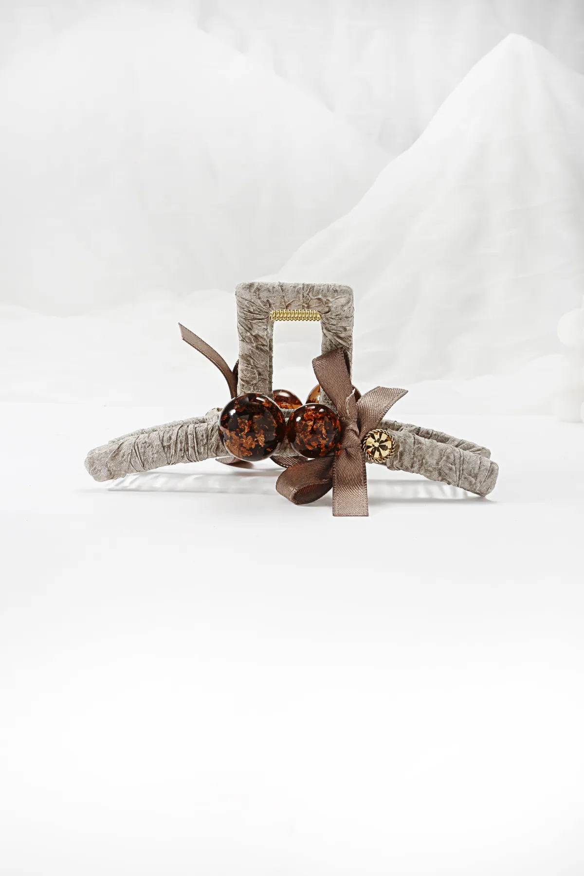 Velvet Amber-Bead Claw Clip - Autumn Hair Clip product image 2