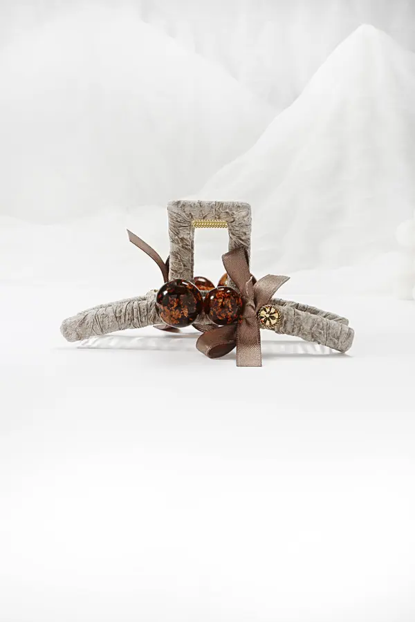 Velvet Amber-Bead Claw Clip - Autumn Hair Clip product image 2