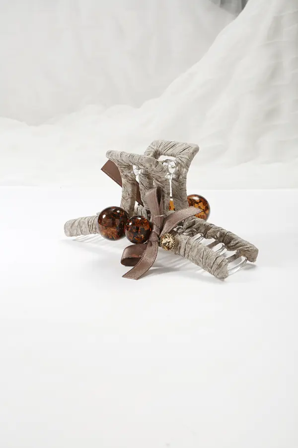 Velvet Amber-Bead Claw Clip - Autumn Hair Clip product image 3