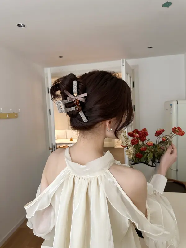 Velvet Amber-Bead Claw Clip - Autumn Hair Clip product image 7