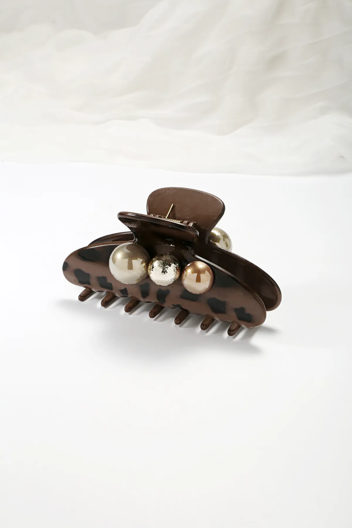 Leopard Print Claw Clip - Pearl-Accent Hair Clip product image 1