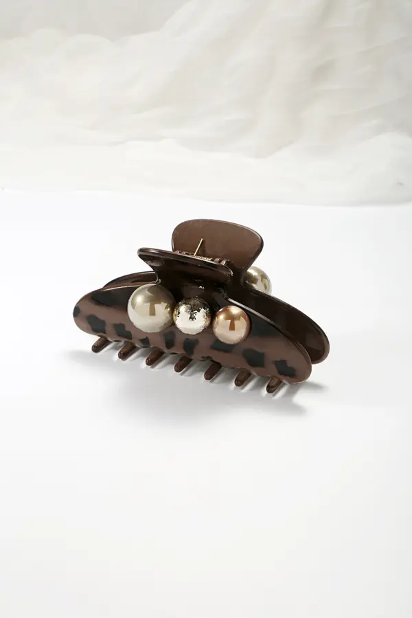Leopard Print Claw Clip - Pearl-Accent Hair Clip product image 2