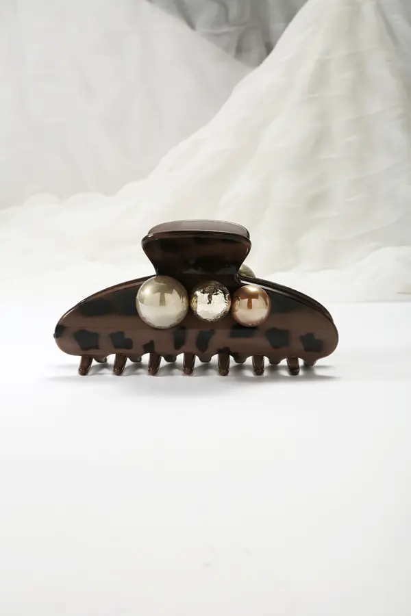 Leopard Print Claw Clip - Pearl-Accent Hair Clip product image 4