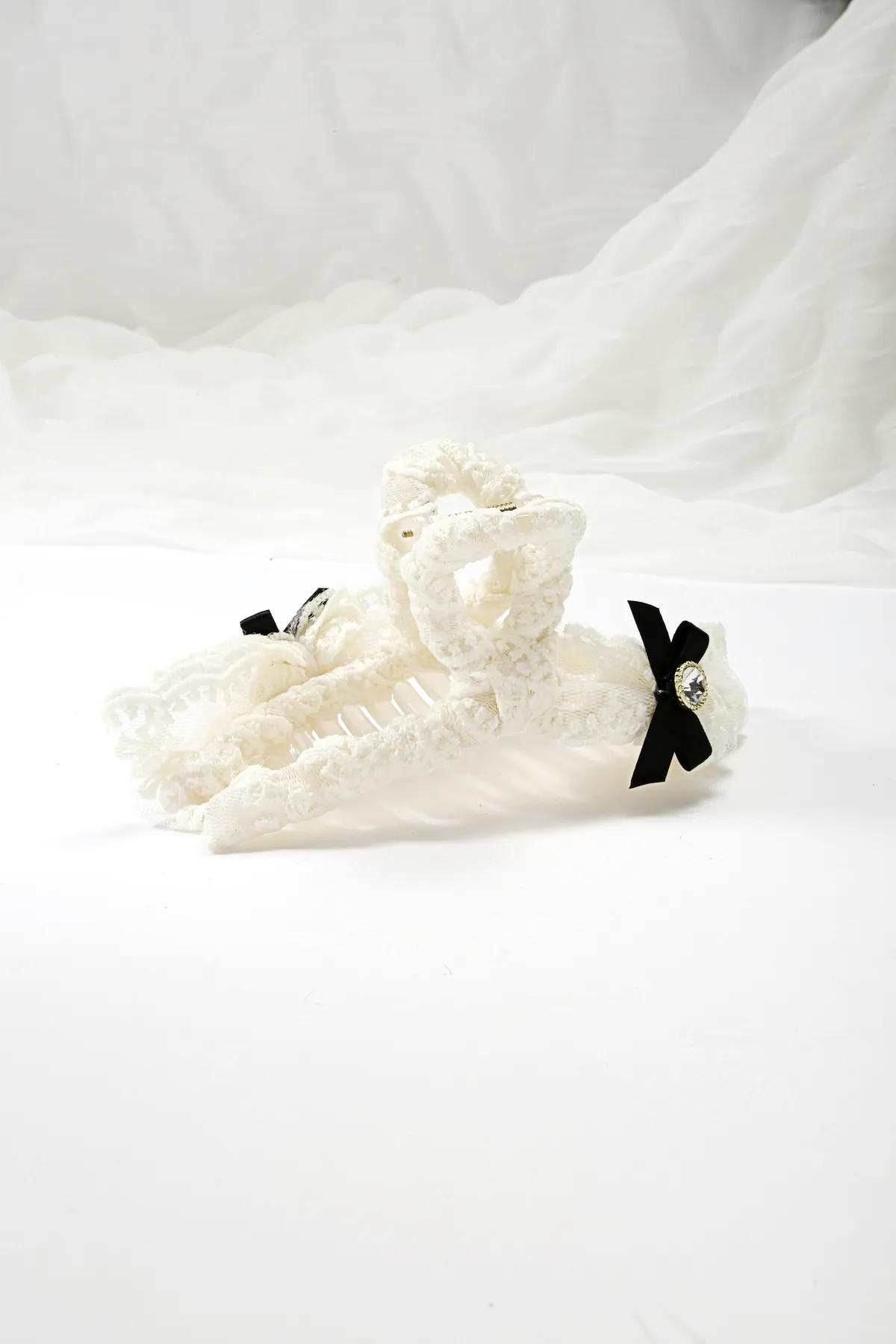 Lace and Bow Claw Clip - Rhinestone Hair Clip product image 1