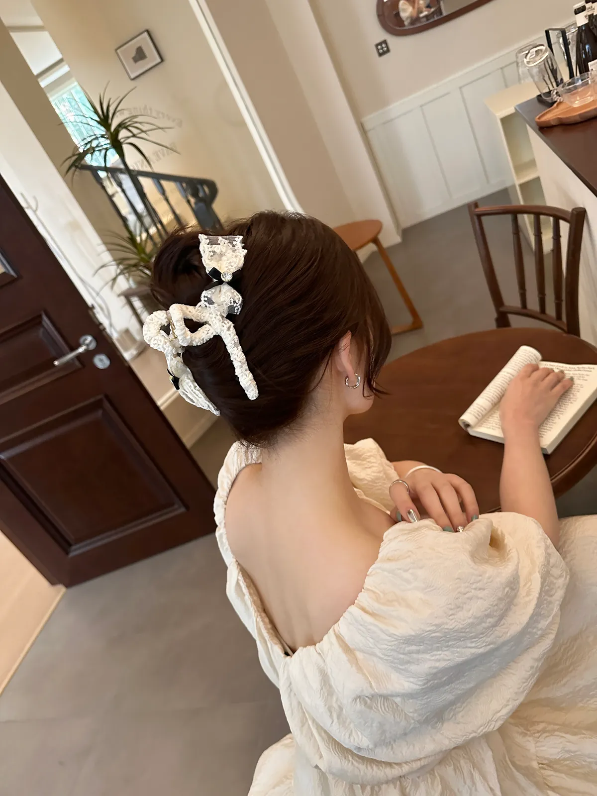 Lace and Bow Claw Clip - Rhinestone Hair Clip product image 7