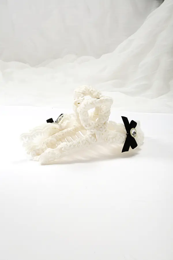 Lace and Bow Claw Clip - Rhinestone Hair Clip product image 2