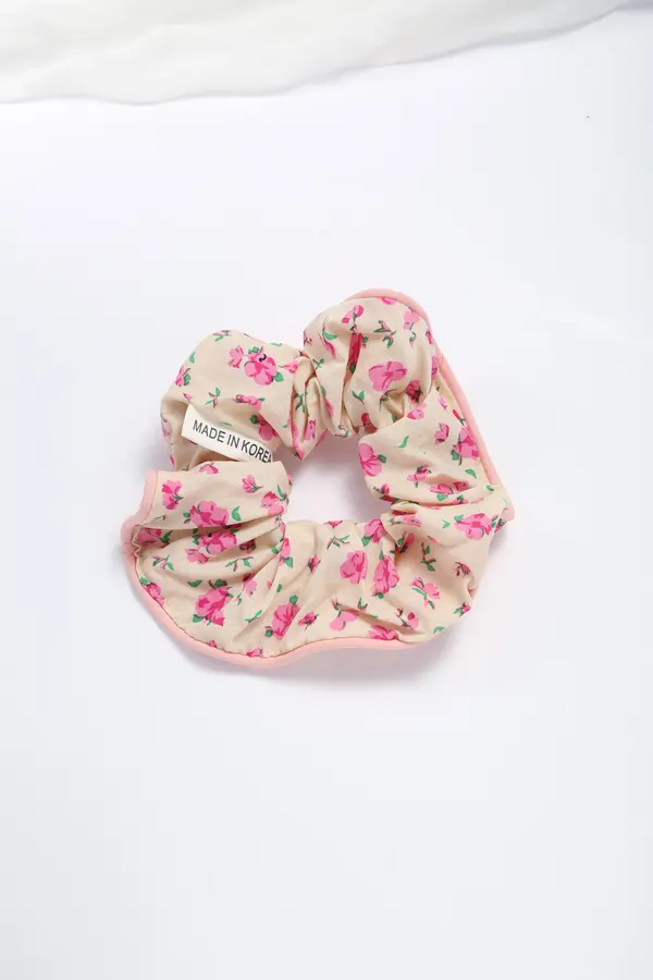 Rose Print Scrunchie - Soft Cream Hair Tie product image 1
