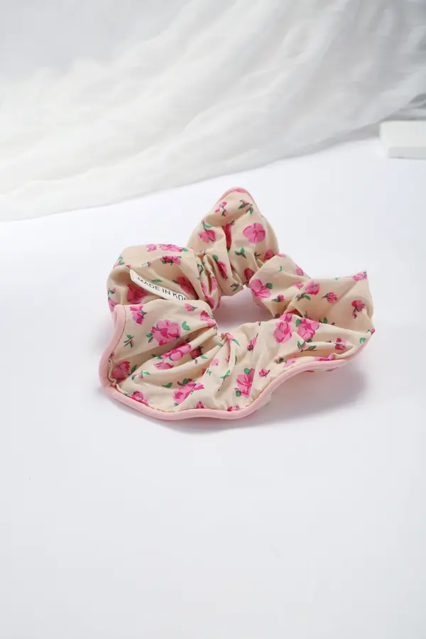 Rose Print Scrunchie - Soft Cream Hair Tie product image 2