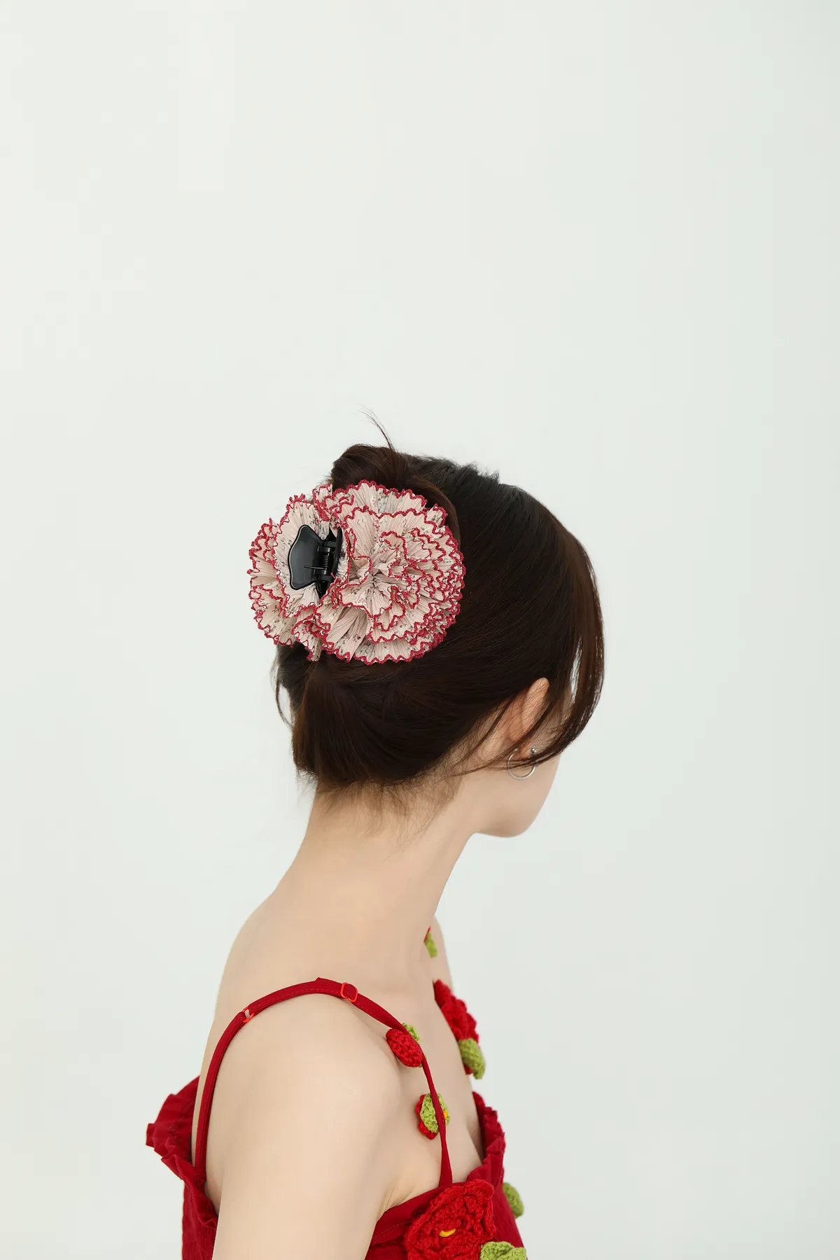 Navy Crochet Ruffle Scrunchie - Handmade-Look Hair Tie product image 4