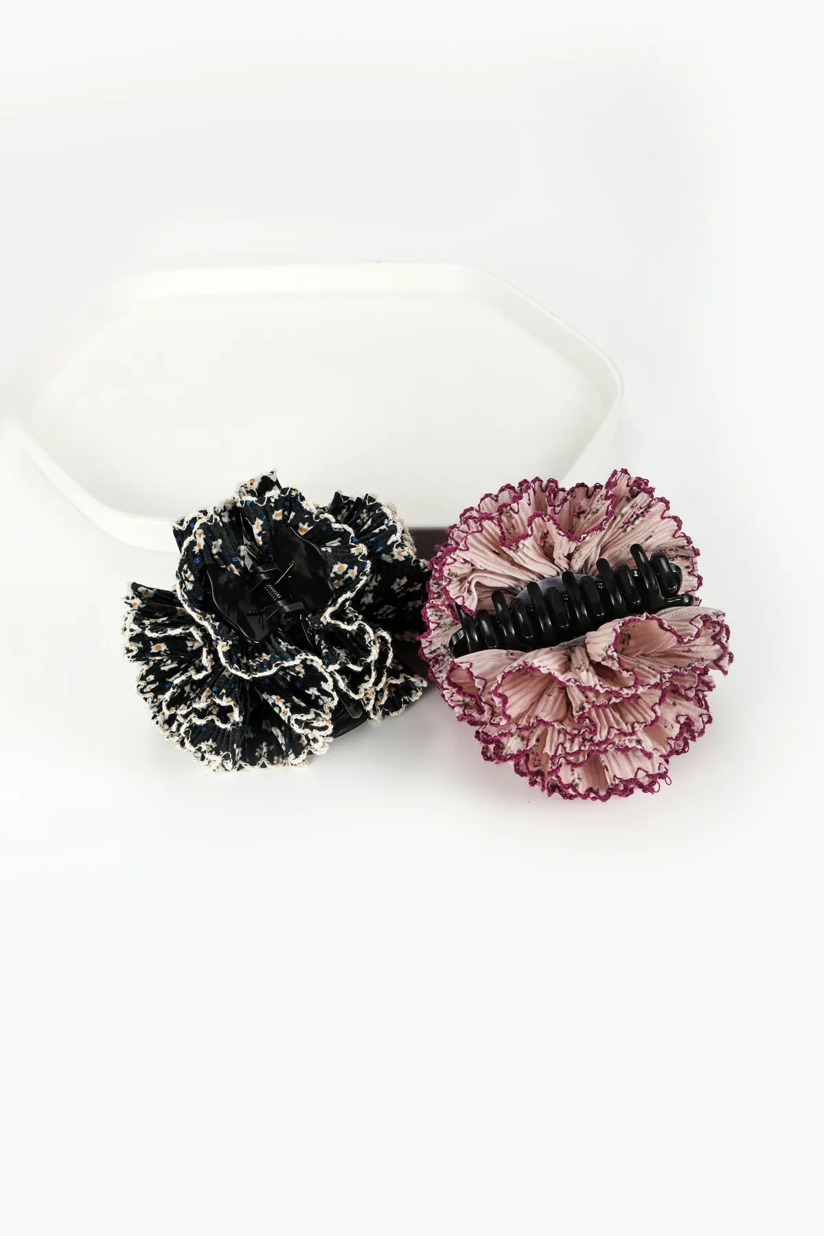 Navy Crochet Ruffle Scrunchie - Handmade-Look Hair Tie product image 7