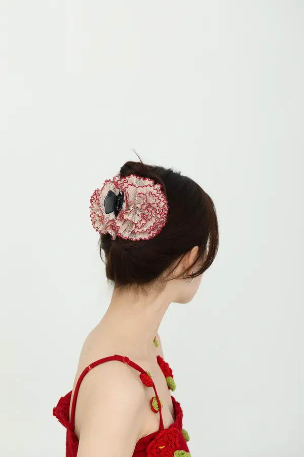 Navy Crochet Ruffle Scrunchie - Handmade-Look Hair Tie product image 4