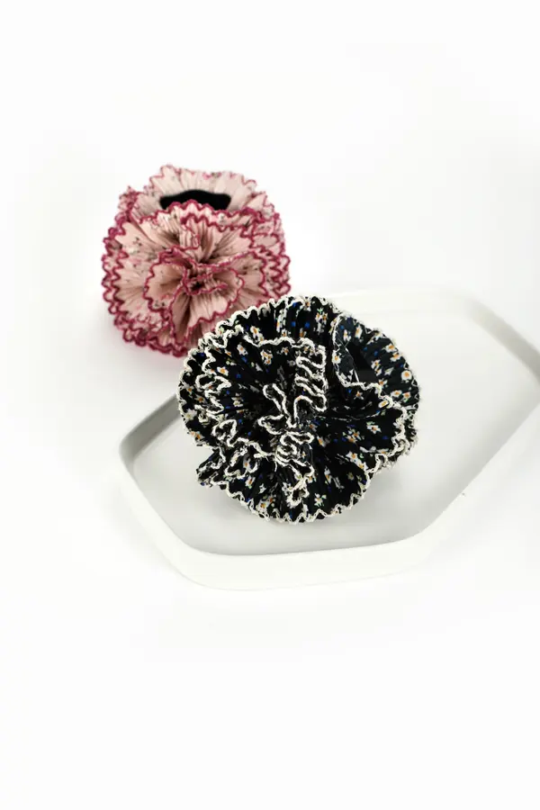Navy Crochet Ruffle Scrunchie - Handmade-Look Hair Tie product image 5