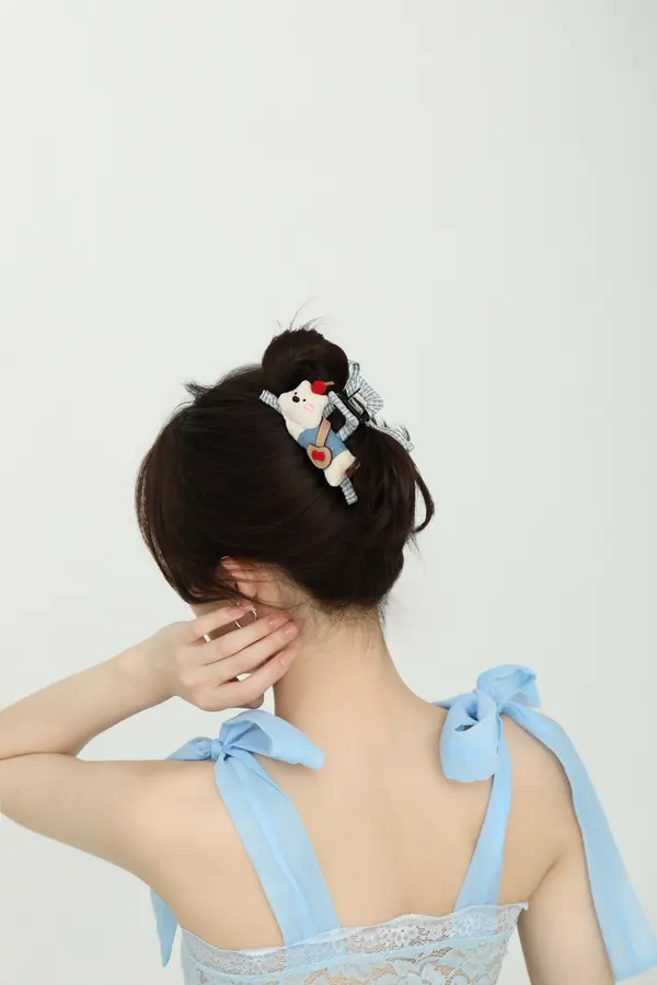 Bear and Gingham Claw Clip - Playful Hair Clip product image 2