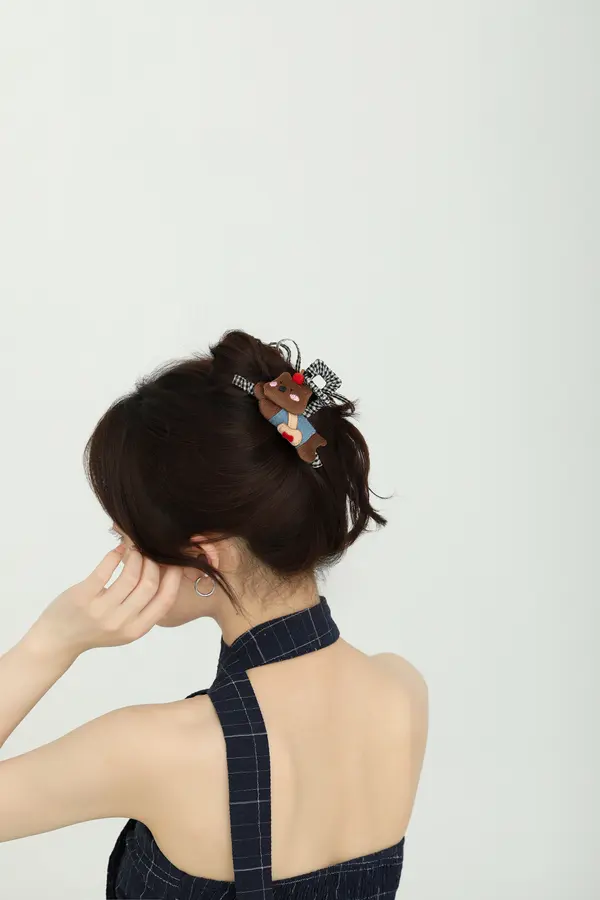 Bear and Gingham Claw Clip - Playful Hair Clip product image 5